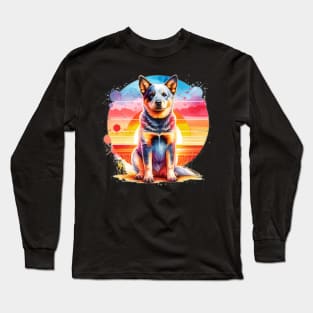 Watercolor Australian Cattle Dog Sunset. Long Sleeve T-Shirt